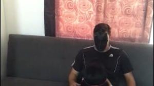 Brunette sucks the courier and the plumber’s cock