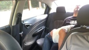 I give my boyfriend a wonderful blowjob in the back seat of the Uber