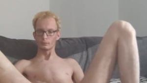 Skinny teen rips his boxers and fingers his hairy ass