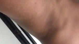 beautiful brunette records herself masturbating her clit in the shower