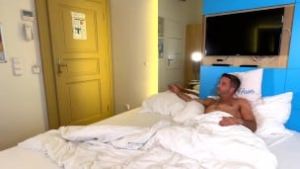 Husband cheating in hotel room fucks young room service lady in front of her wife and she joins