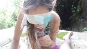 I cheated on my husband in the river with a boy I saw naked and I liked his big cock. sex in public